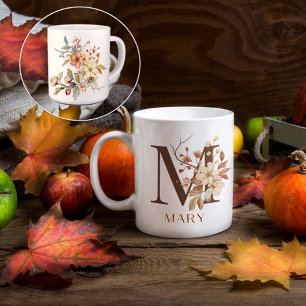 Autumn Wildflower Garden Initial M Coffee Mug