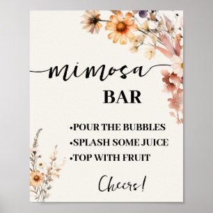 Autumn Wildflower Mimosa Bar Bridal Shower Wedding Poster