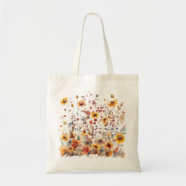 Autumn Wildflower Tote Bag Fall Lover (Front)