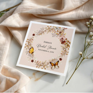 Autumn Wildflower Watercolor Paper Napkin