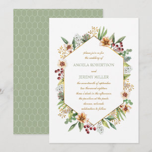 Autumn Wildflower Watercolor Wedding Sage Invitation