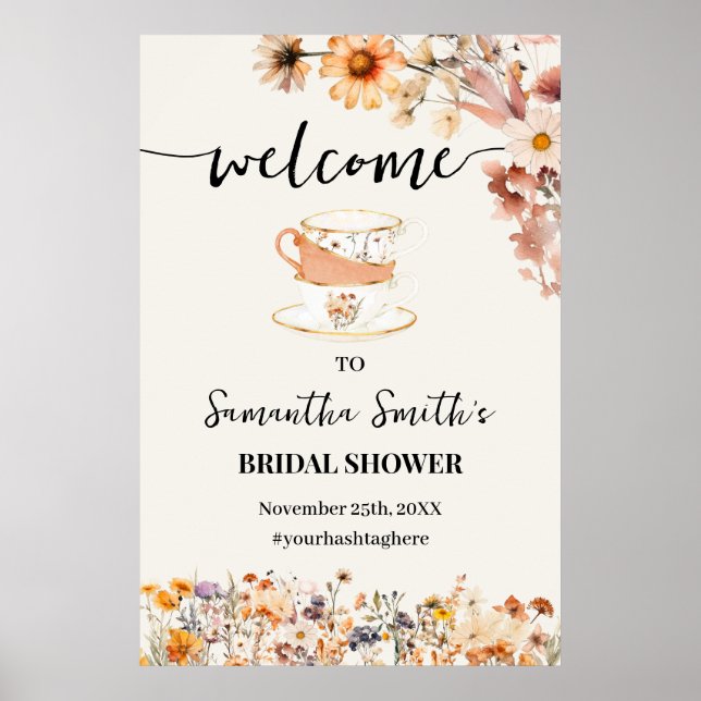 Autumn Wildflower Welcome Tea Bridal Shower Poster (Front)