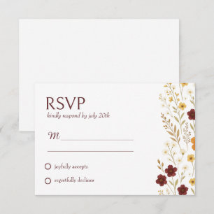 Autumn Wildflowers Boho Wedding Response Card