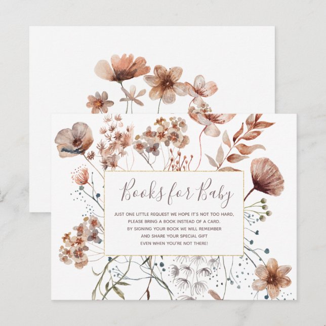Autumn Wildflowers Books for baby Invitation Postcard (Front/Back)