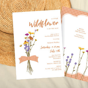 Autumn Wildflowers Bouquet   Gingham Baby Shower Invitation