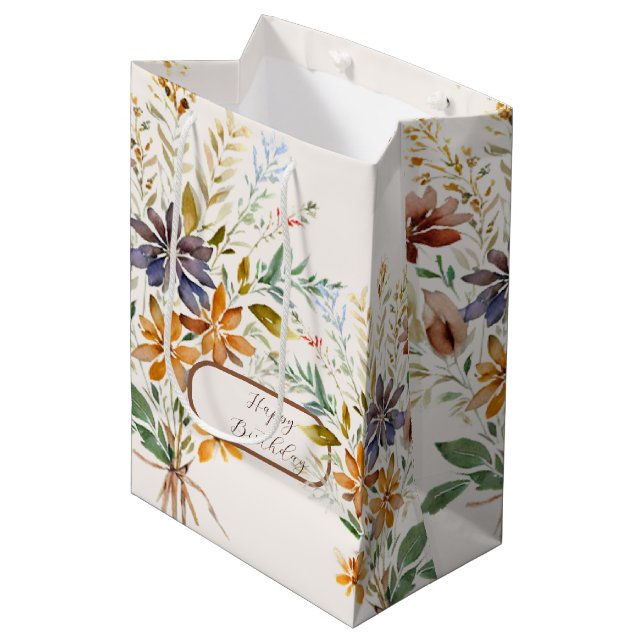 Autumn wildflowers custom medium gift bag (Front Angled)