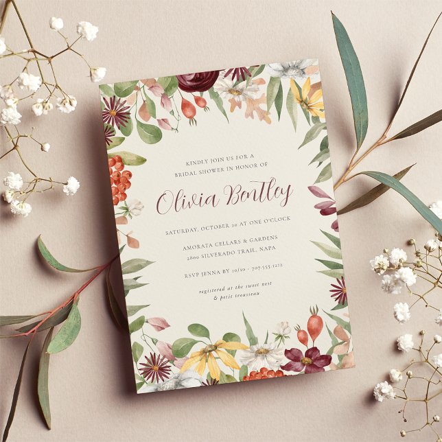 Autumn Wildflowers Fall Bridal Shower Invitation (Creator Uploaded)