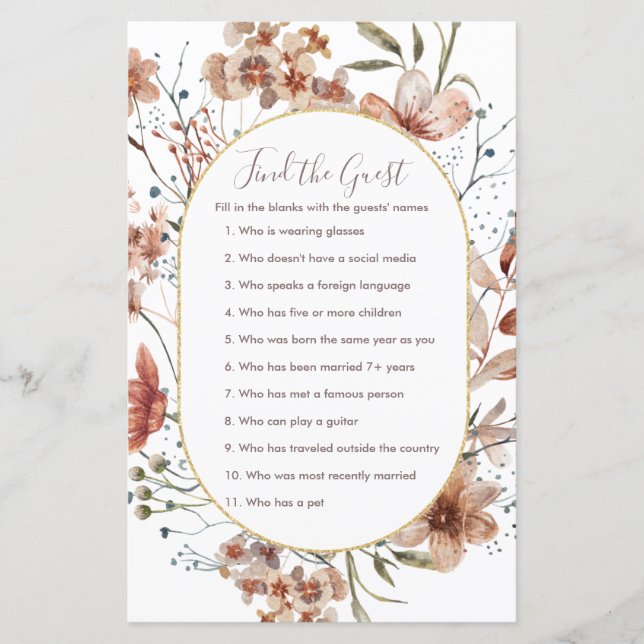 Autumn Wildflowers Find the Guest game (Front)