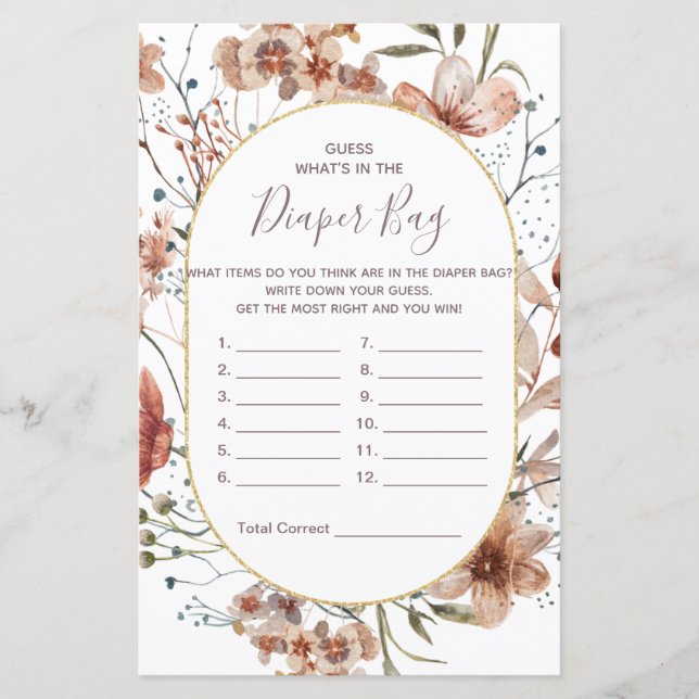 Autumn Wildflowers Guess What's In the Diaper Bag (Front)