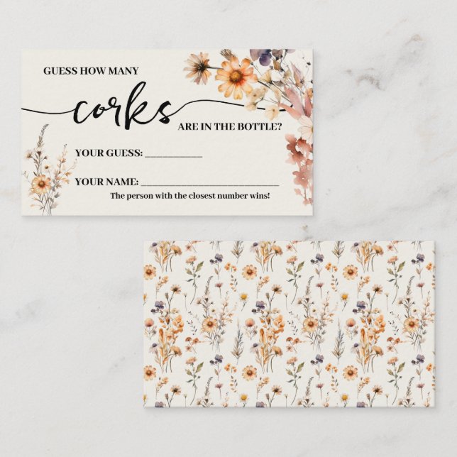 Autumn Wildflowers How many Corks Shower Game Card (Front/Back)
