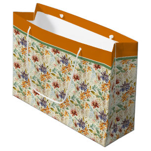 Autumn wildflowers pattern large gift bag