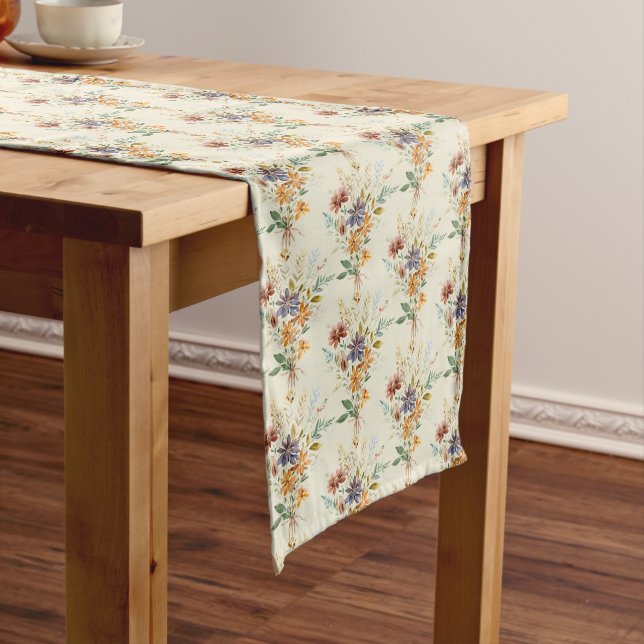 Autumn wildflowers pattern medium table runner (In Situ)