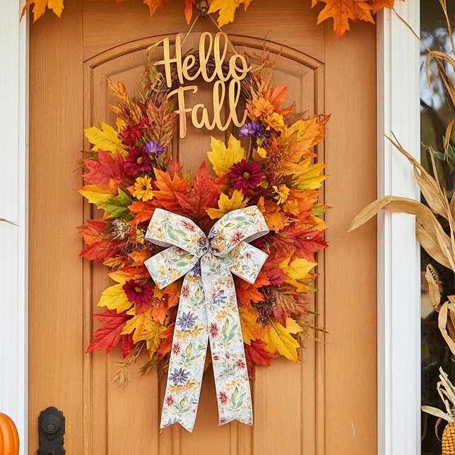 Autumn wildflowers pattern satin ribbon (Creator Uploaded)