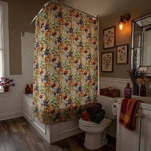 Autumn wildflowers pattern shower curtain