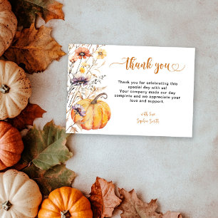 Autumn Wildflowers Pumpkin Thank You Card