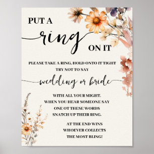 Autumn Wildflowers Put a Ring On Shower Game Sign