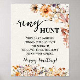 Autumn Wildflowers Ring Hunt Shower Game Sign
