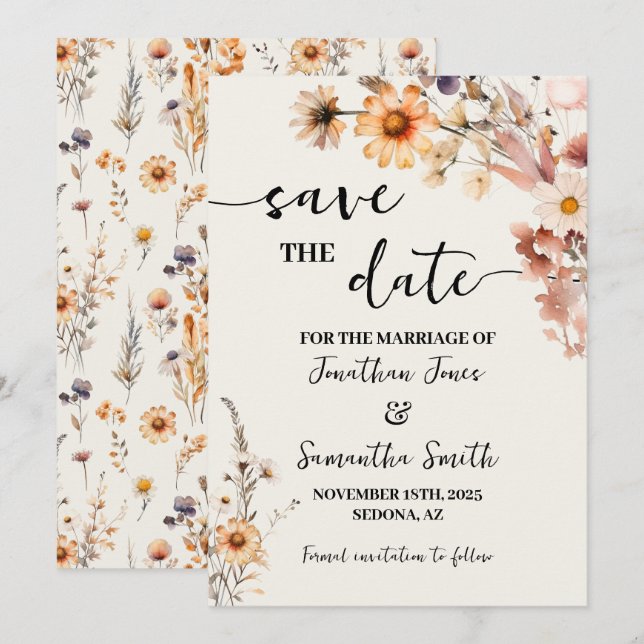 Autumn Wildflowers Save the Date Wedding (Front/Back)