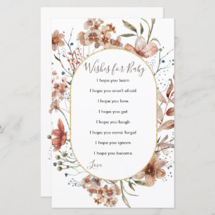 Autumn Wildflowers Watercolor Wishes for Baby Card