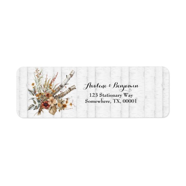 Autumn Wildflowers White Birch Tree Wedding  (Front)