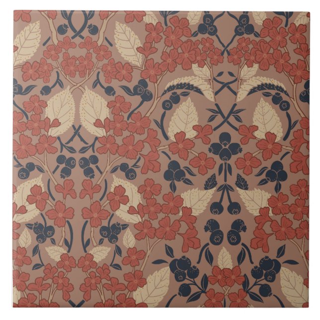 Autumn William Morris Style Pattern Tile (Front)