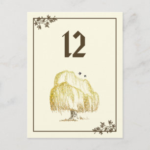 Autumn Willow Tree Table Number Card