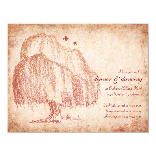 Autumn Willow Tree Wedding Reception Card