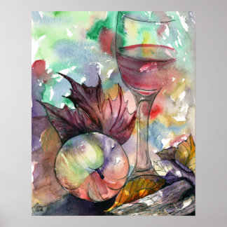 Autumn Wine Glass Still Life 16 x 20 Poster