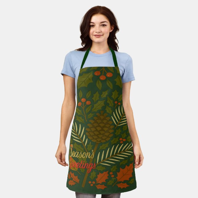 Autumn & Winter Mid Century Season's Greetings Apron (Worn)