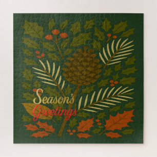 Autumn & Winter Mid Century Season's Greetings Jigsaw Puzzle