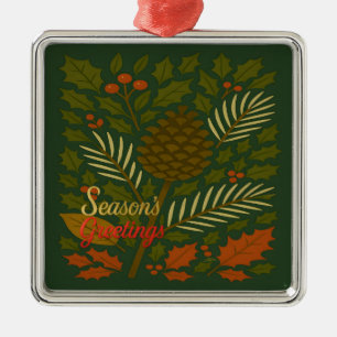 Autumn & Winter Mid Century Season's Greetings Metal Tree Decoration