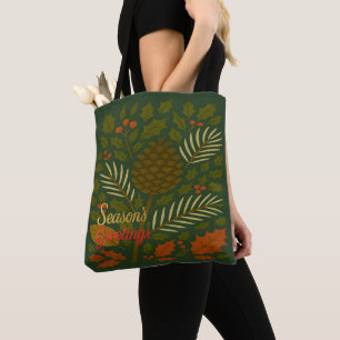 Autumn & Winter Mid Century Season's Greetings Tote Bag