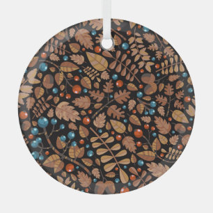 Autumn Winter Plants: Vintage Pattern Glass Tree Decoration