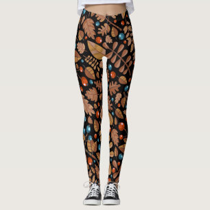 Autumn Winter Plants: Vintage Pattern Leggings