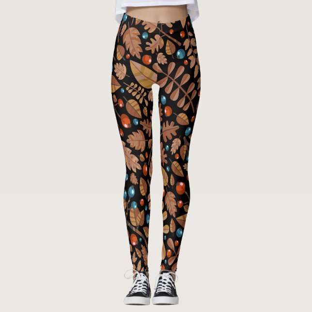 Autumn Winter Plants: Vintage Pattern Leggings (Front)