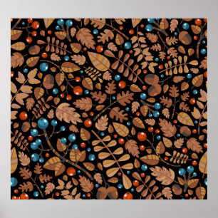 Autumn Winter Plants: Vintage Pattern Poster