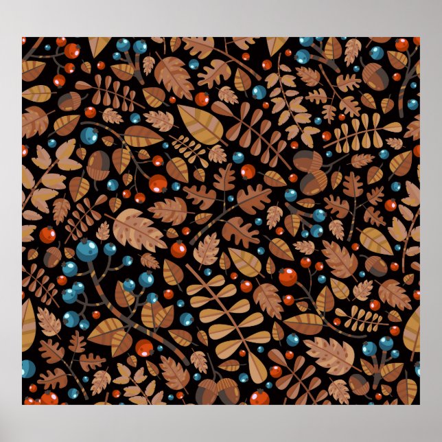 Autumn Winter Plants: Vintage Pattern Poster (Front)