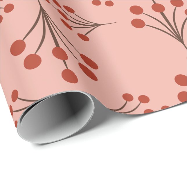 Autumn Winterberry Art Deco Wrapping Paper (Roll Corner)