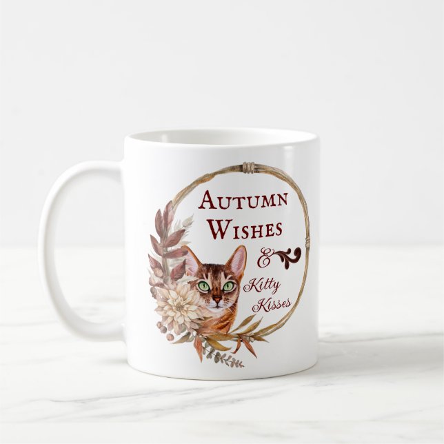 Autumn Wishes & Kitty Kisses, Autumn, Seasonal  Coffee Mug (Left)