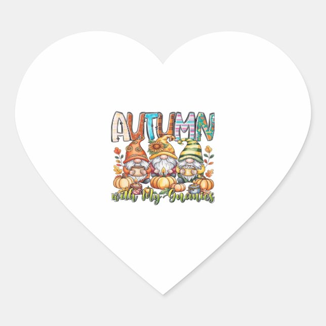 Autumn With My Gnomes Classic T-Shirt.png Heart Sticker (Front)