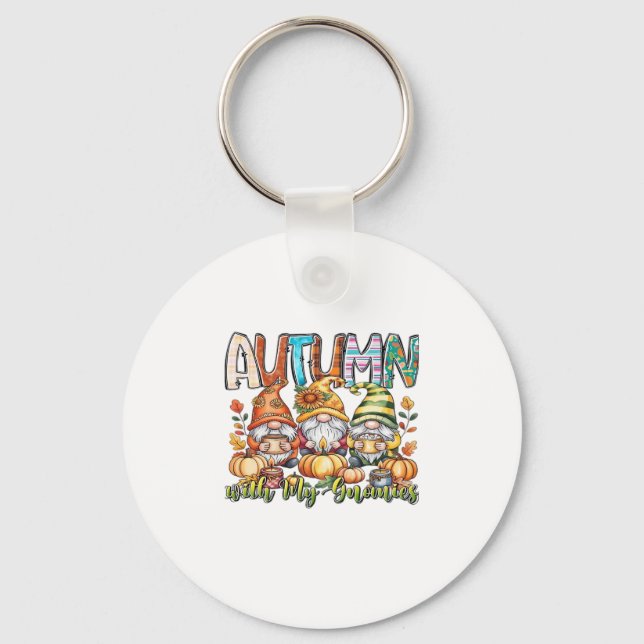 Autumn With My Gnomes Classic T-Shirt.png Key Ring (Front)