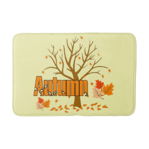 Autumn With Tree & Leaves Bath Mat