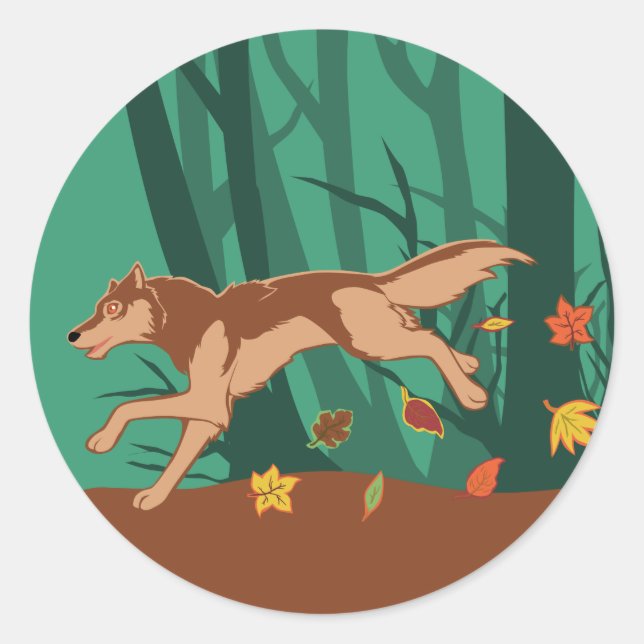 Autumn Wolf Classic Round Sticker (Front)