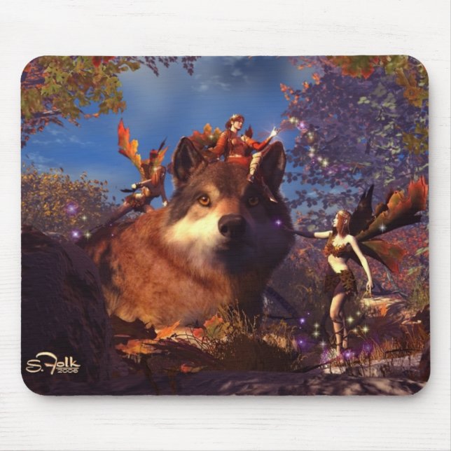Autumn Wolf Mouse Mat (Front)