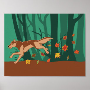 Autumn Wolf Poster