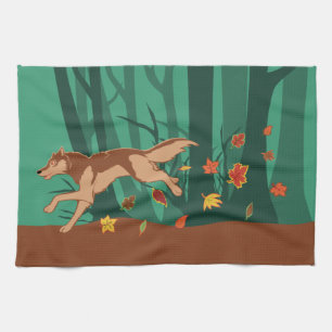 Autumn Wolf Tea Towel