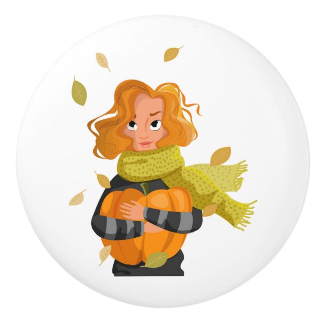AUTUMN WOMAN CERAMIC KNOB (Front)