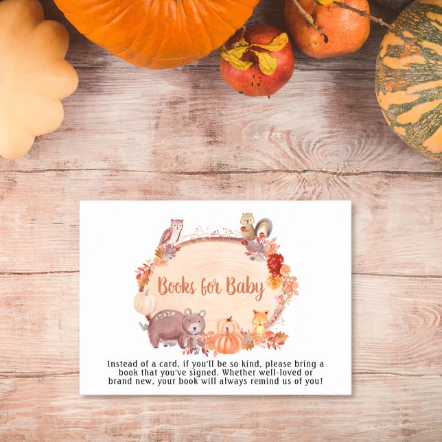 Autumn Woodland Animals Baby Shower Books For Baby Enclosure Card (Creator Uploaded)