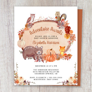 Autumn Woodland Animals Baby Shower Invitation