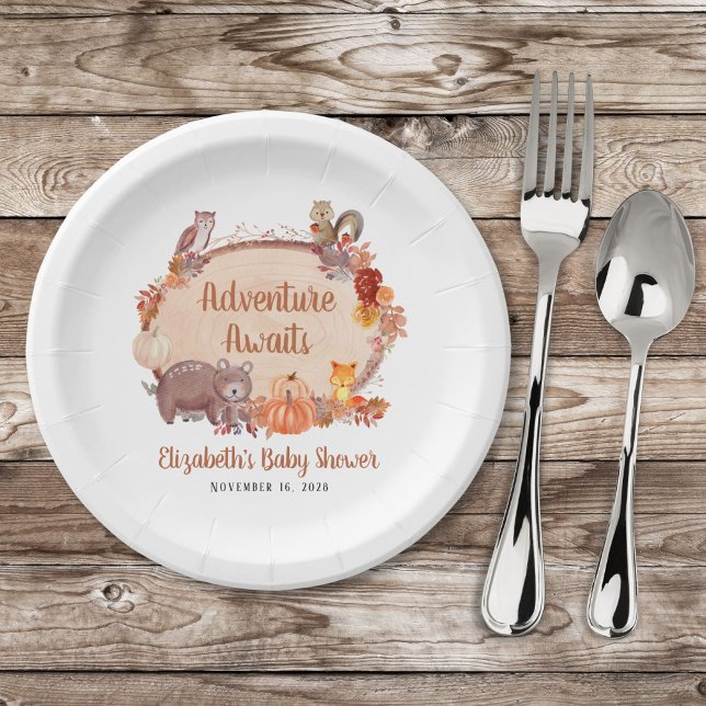 Autumn Woodland Animals Baby Shower Paper Plate (Creator Uploaded)